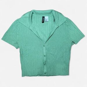 Green Ribbed Crop Top